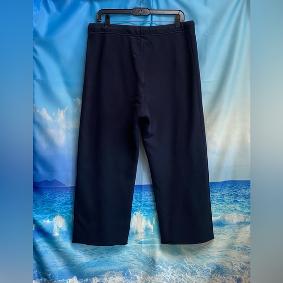 Frank & Eileen CATHERINE Triple Fleece Wide Leg Crop Sweatpants Size: L Navy - Picture 10 of 16